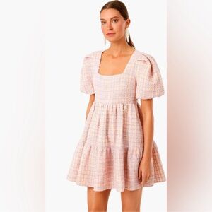 Tuckernuck Hyacinth House Tweed Nora Mini Dress Pink Blue Size L